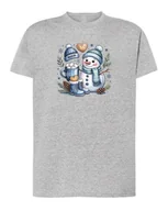 Koszulki i topy damskie - Koszulka Świąteczna Personalizowana Zima Rysunkowa Szary melanż M - miniaturka - grafika 1