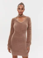 Sukienki - Guess Sukienka dzianinowa W3BK0Z Z3BS0 Brązowy Slim Fit - miniaturka - grafika 1