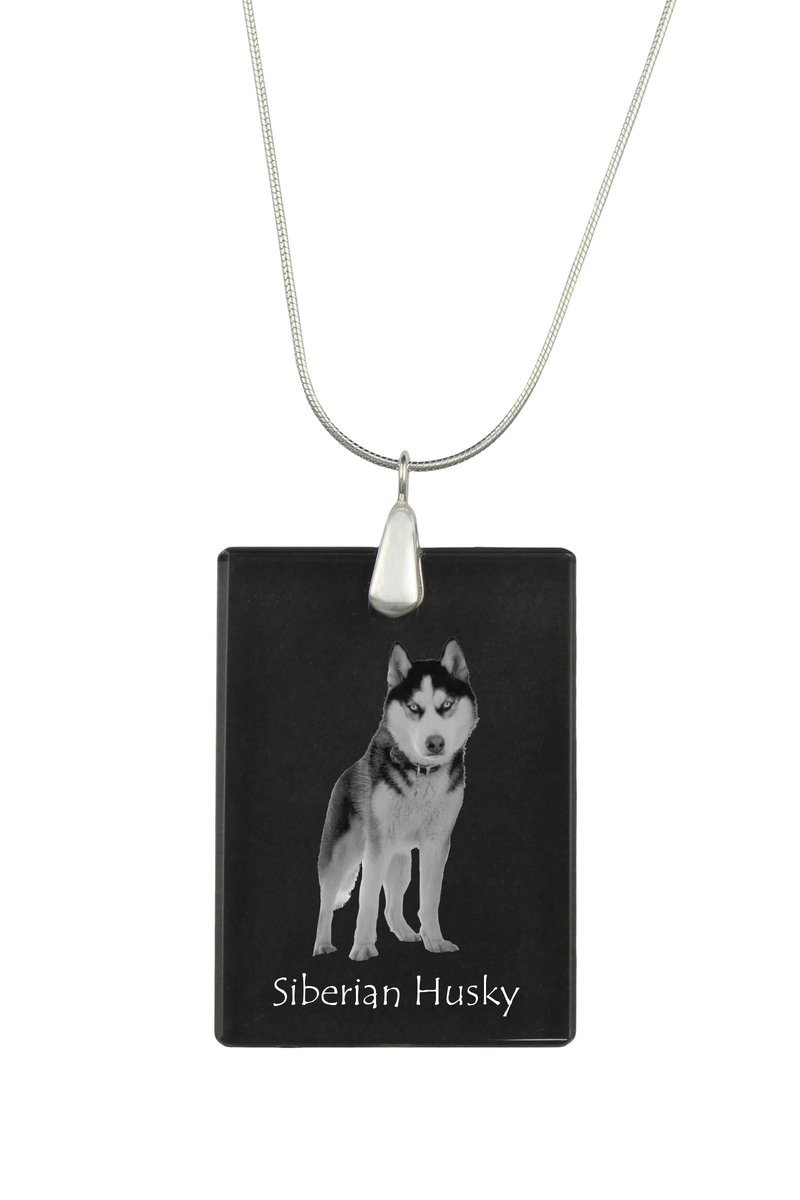 Husky syberyjski, Siberian Husky - kryształowa zawieszka z psem, srebrny naszyjnik ze zdjęciem, personalizowany wisiorek marki Art-Dog
