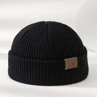 Czapki dla dzieci - TEMU MAKEFGE Elastyczna Czapka Beanie dla Nastolatków - Lekki 100% Akrylowy Zimowy Kapelusz z Naszywką Logo, Czarna Czapka na Cały Rok do Prania w - miniaturka - grafika 1