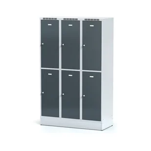 Alfa 3 Metalowa szafka ubraniowa 6-drzwiowa na cokole, drzwi antracytowe, zamek cylindryczny 1261776 - Szafki BHP - miniaturka - grafika 1