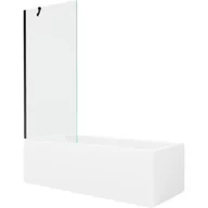 Wanny - Mexen Cubik wanna prostokątna 160 x 70 cm z obudową i parawanem 1-skrzydłowym 80 cm, transparent, czarny - miniaturka - grafika 1