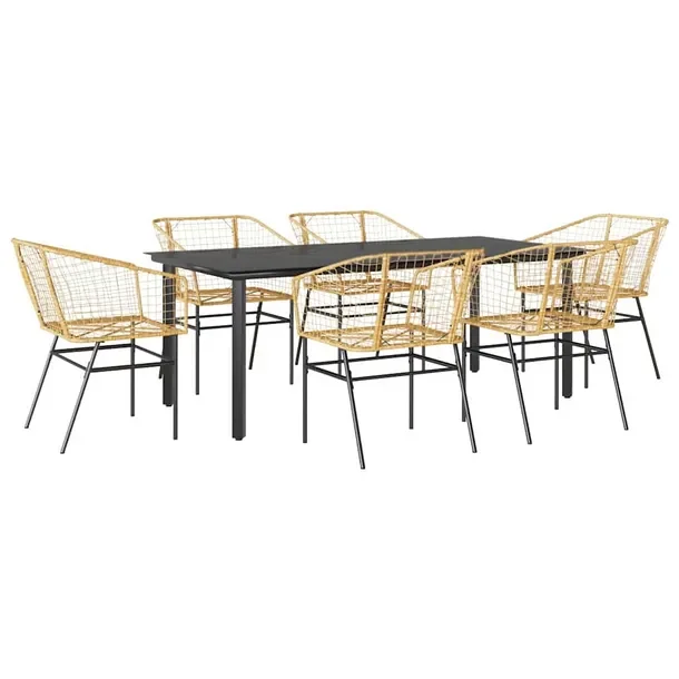 Zestaw Mebli Ogrodowych Rattan PE i Stal, Stół 200x100x74 cm, Krzesła 62