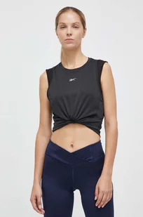 Reebok top do biegania kolor czarny - Koszulki sportowe damskie - miniaturka - grafika 1