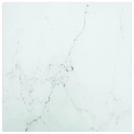 Blaty meblowe i parapety okienne - shumee Blat stołu biały 30x30 cm 6 mm szkło ze wzorem marmuru - miniaturka - grafika 1