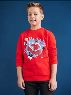 Sinsay - Bluza z nadrukiem - pomarańczowy - Swetry dla chłopców - miniaturka - grafika 1
