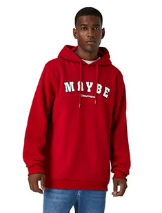 Koton Męska bluza z kapturem Slogan Printed, Czerwony (401) - Bluzy męskie - miniaturka - grafika 1