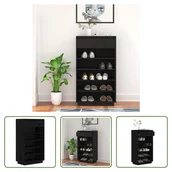 Szafki na buty - The Living Store Stojak na buty czarny 60x34x105 cm lite drewno sosnowe - miniaturka - grafika 1