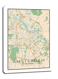 Amsterdam mapa kolorowa - obraz na płótnie Wymiar do wyboru: 60x80 cm - Obrazy i zdjęcia na płótnie - miniaturka - grafika 1
