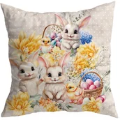 Poszewki na poduszki - POSZEWKA WIELKANOC DEKORACYJNA 40X40 CM ŚWIĄTECZNA ZAJĄCZEK KRÓLIK WZÓR 382 - miniaturka - grafika 1