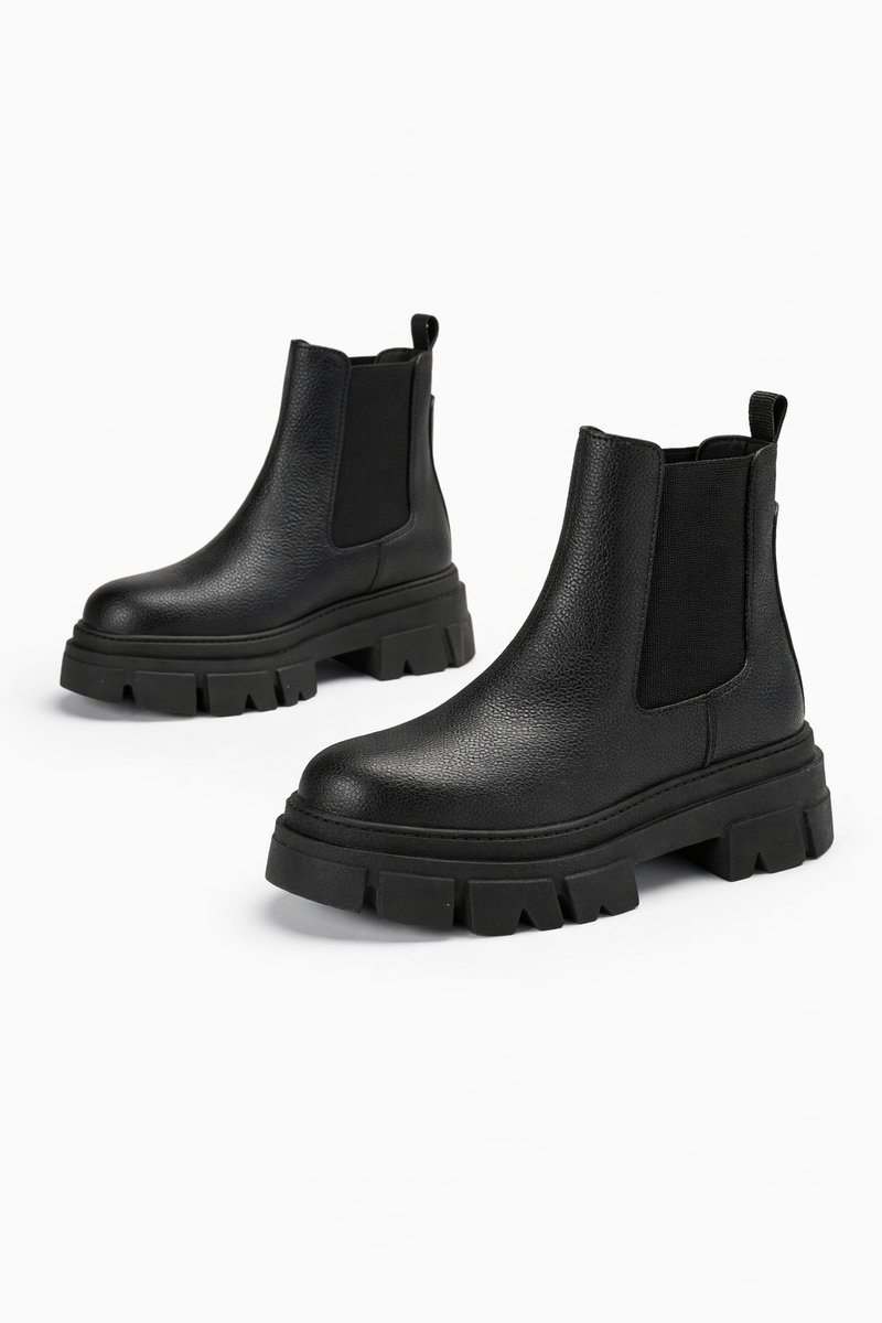 STEVE MADDEN CZARNE BOTKI DAMSKIE Z GRUBĄ PODESZWĄ 39 1I4A
