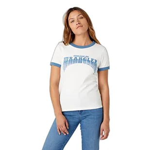 Wrangler Koszulka damska Ringer Tee T-Shirt, Worn White, S, Worn White, S - Koszulki i topy damskie - miniaturka - grafika 1
