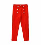 Spodnie i spodenki dla dziewczynek - Spodnie dziewczęce w kant ze złotymi guzikami- czerwone Original Marines - miniaturka - grafika 1