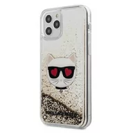 Etui i futerały do telefonów - Karl Lagerfeld KLHCP12MLCGLGO iPhone 12 6,1" Max/Pro złoty/gold hardcase Liquid Glitter Choupette - miniaturka - grafika 1