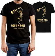 Koszulki męskie - T-SHIRT MĘSKI ROCK HEAVY METAL GITARZYSTA KOSZULKA CZARNA R-M A211 - miniaturka - grafika 1