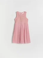 Sukienki i spódniczki dla dziewczynek - Reserved - Sukienka z koronkową górą - różowy - miniaturka - grafika 1