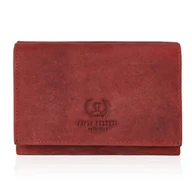 Portfele - Skórzany portfel czerwony vintage damski paolo peruzzi - miniaturka - grafika 1