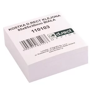 Kostka biurowa biała klejona 85x85x30mm D.RECT 1szt /110103/ - Notesy i bloczki - miniaturka - grafika 1