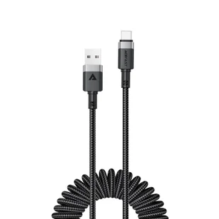Kabel przewód spiralny USB-A - USB-C 480Mb/s 3A 1.2m - czarny ACEFAST - Kable USB - miniaturka - grafika 1