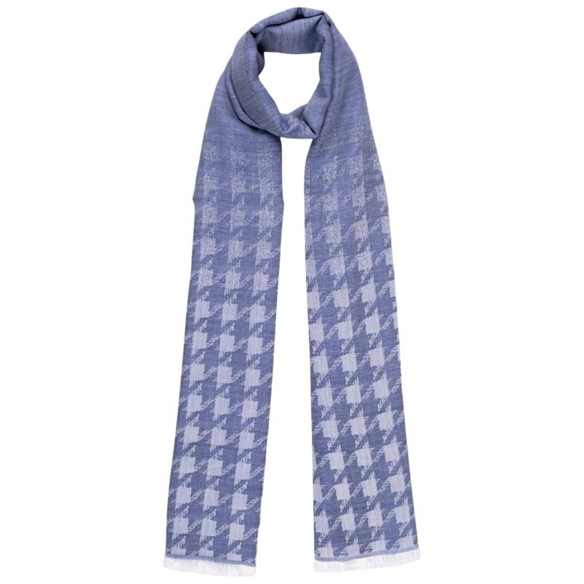 Szalik damski Ma.Al.Bi niebieski w pepitkę z jedwabiem i wełną