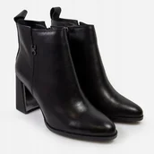 Botki damskie - Czarne botki CAMBELL 24-53310BK damskie klocek skóra eleganckie r.39 - miniaturka - grafika 1