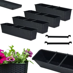 4x Skrzynka balkonowa Ratolla z podstawką ISR800P Doniczka prostokątna - Donice - miniaturka - grafika 1