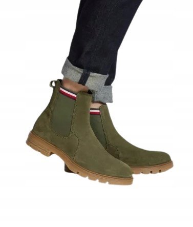 TOMMY HILFIGER TRZEWIKI SKÓRZANE MĘSKIE ZIELONE 40 12EA