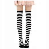 Skarpetki damskie - Bawełniane Zakolanówki Z Paskami - miniaturka - grafika 1