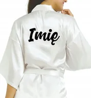 Piżamy damskie - SZLAFROK SATYNOWY BIAŁY Wieczór Panieński PERSONALIZOWANE IMIĘ Różne Wzory - miniaturka - grafika 1