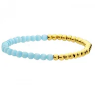 Bransoletki - Złoto-niebieska bransoletka damska z kamieni naturalnych i stali szlachetnej - Manoki - miniaturka - grafika 1