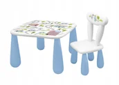 Zestawy mebli dla dzieci - MALTEX SET LUNA TOWN Stolik dla dzieci + krzesełko biały/niebieski - miniaturka - grafika 1