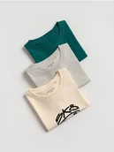 Koszulki dla chłopców - Reserved - Bawełniany t-shirt oversize 3 pack - jasnoszary - miniaturka - grafika 1