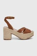 Sandały damskie - Pepe Jeans sandały skórzane TAFFY kolor brązowy PLS90602 - miniaturka - grafika 1