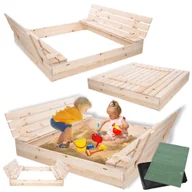 Place zabaw - Piaskownica drewniana 140x140 z ławeczkami AGRO PLANDEKA pokrywa oparcie - miniaturka - grafika 1