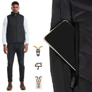 Kamizelka ogrzewana damska męska kurtka bezrękawnik USB pikowana podgrzewana elektryczna zimowa Unisex rozmiar XL czarna - Części i akcesoria do laptopów - miniaturka - grafika 10