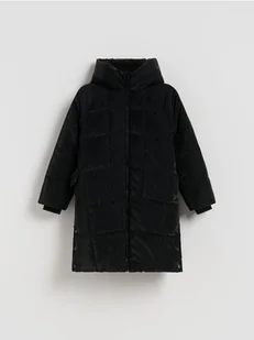 Reserved - Pikowany płaszcz z połyskiem - czarny - Kurtki i płaszcze dla dziewczynek - miniaturka - grafika 1
