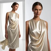Pasmanteria - Tkanina ubraniowa satyna z lycrą - jasny złoty 23 - miniaturka - grafika 1