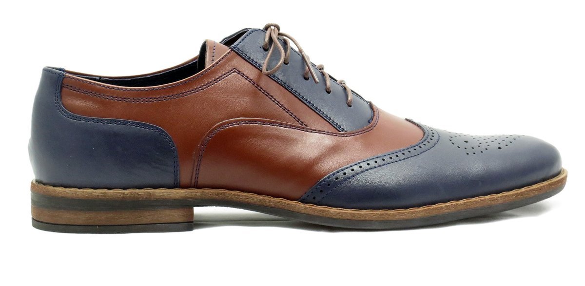 Unikatowe granatowo-brązowe brogsy męskie Buty spektatory Al Capone T221 r. 40