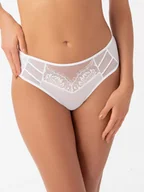 Komplety bielizny - Brazyliany damskie ze wstawkami z tiulu i koronki PARADISE K498/1 białe  M - miniaturka - grafika 1