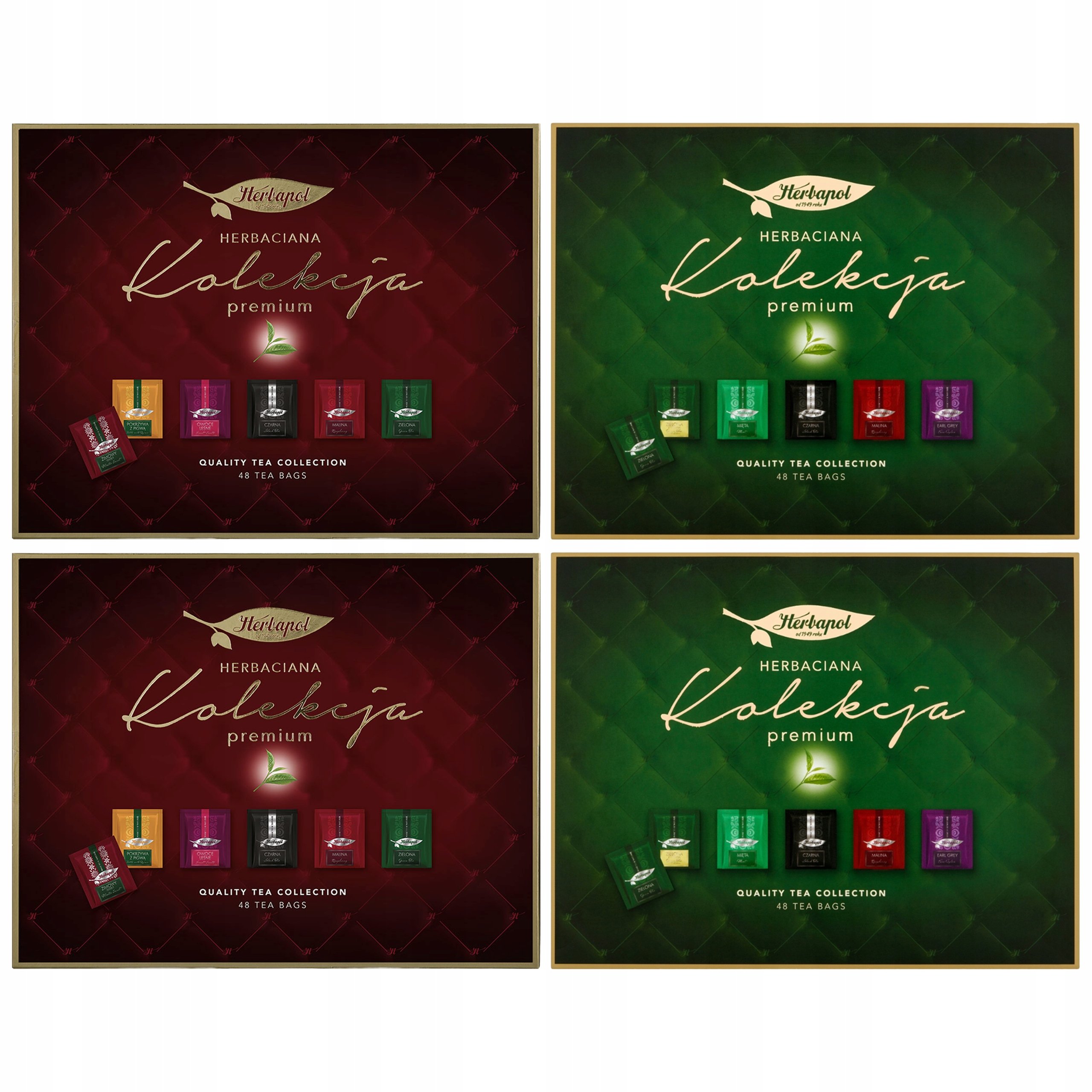 Kolekcja Herbat premium 2xbordowa 2xzielona Herbapol zestaw 192 saszetki