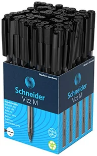 Schneider Długopis Vizz 102201 (do łatwego i szybkiego pisania, trzonek w kolorze do pisania, szerokość kreski M) 50 sztuk, czarny - Długopisy - miniaturka - grafika 1