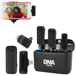 DNA ICM1 zestaw do nagrywania dźwięku na smartfon 2x mikrofon bezprzewodowy krawatowy odbiornik USB-C adapter Lightning - Mikrofony komputerowe - miniaturka - grafika 1