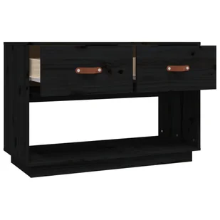 Szafka pod TV, czarna, 90x40x60 cm, lite drewno sosnowe - Szafki RTV - miniaturka - grafika 9