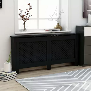 vidaXL Osłona na kaloryfer, czarna, 172x19x81 cm, MDF - Akcesoria grzewcze - miniaturka - grafika 1