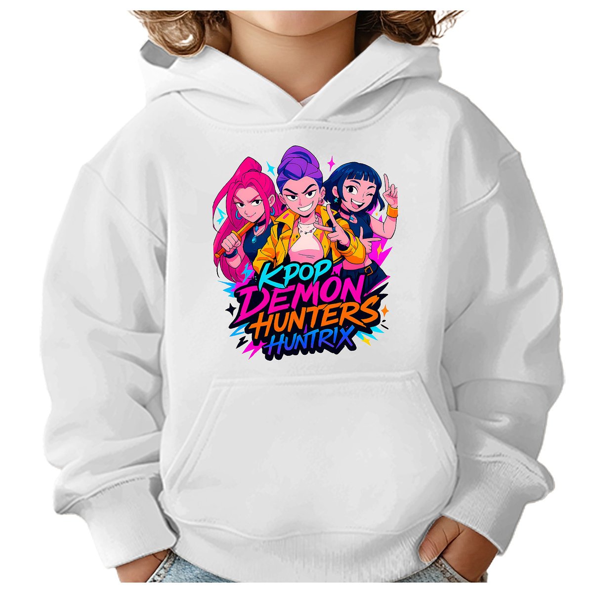 BLUZA DZIECIĘCA KPOP DEMON HUNTERS HUNTRIX 110-116 Z KAPTUREM BAWEŁNIANA