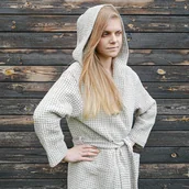 Szlafroki damskie - Lniany szlafrok z kapturem - miniaturka - grafika 1