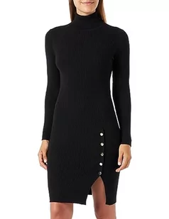 Bestseller A/S Damska sukienka VMABA LS Rollnck z guzikami REP GA Boo, czarna, XL, Schwarz, XL - Sukienki - miniaturka - grafika 1