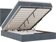Łóżka - Rama łóżka otomana z materacami, szara, 140x190 cm, aksamit - miniaturka - grafika 1