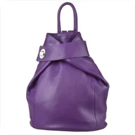 Torebki damskie - Zgrabny fioletowy plecak skórzany VERA PELLE - miniaturka - grafika 1