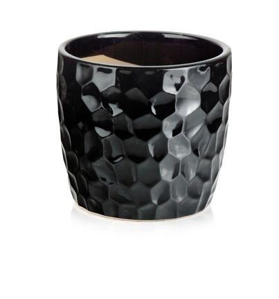 POLNIX Osłonka ceramika doniczka donica czarna ozdobna